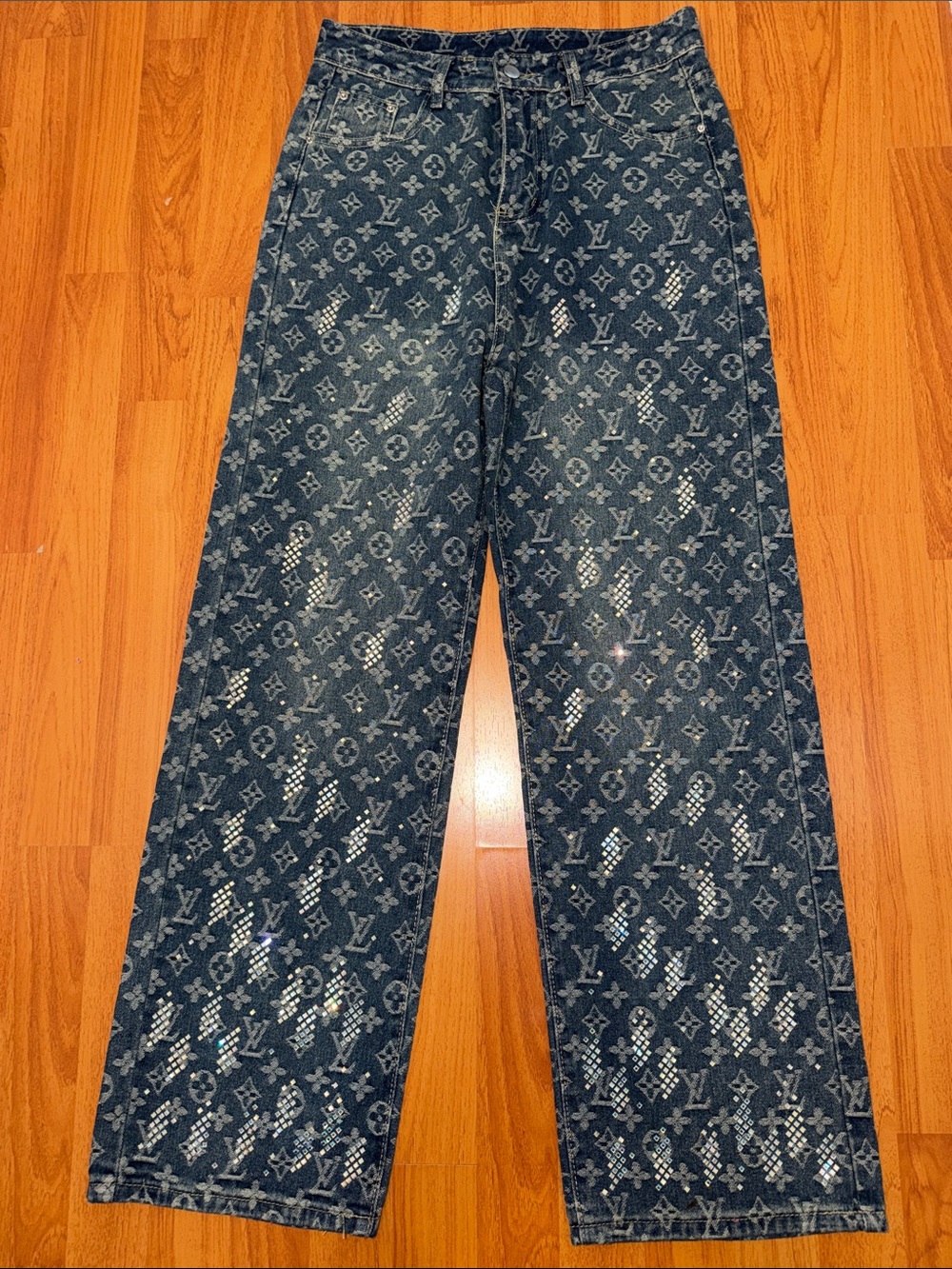 LV Blue Monogram Denim Jeans women Jeans